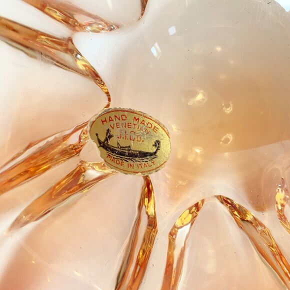 J.I. Co. Venetian Hand Blown Art Glass Bowl Red Italy Vintage Dish - Picture 2 of 5